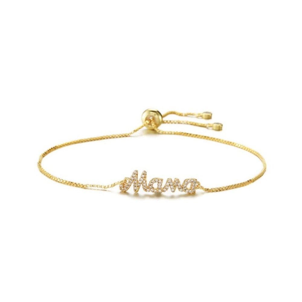 Mom To Be Boy Girl Mama Letters Yellow Gold Bracelet